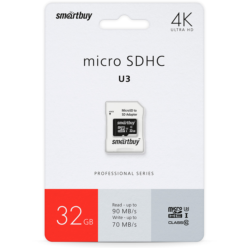 Карта памяти Тайвань Micro SDHC 32Гб Smartbuy microSDHC 32 ГБ (SB32GBSDCL10U3-01)