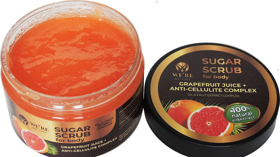 фото Сахарный скраб для тела we`re we care grapefruit juice + anticellulite complex, 250 мл we’re we care