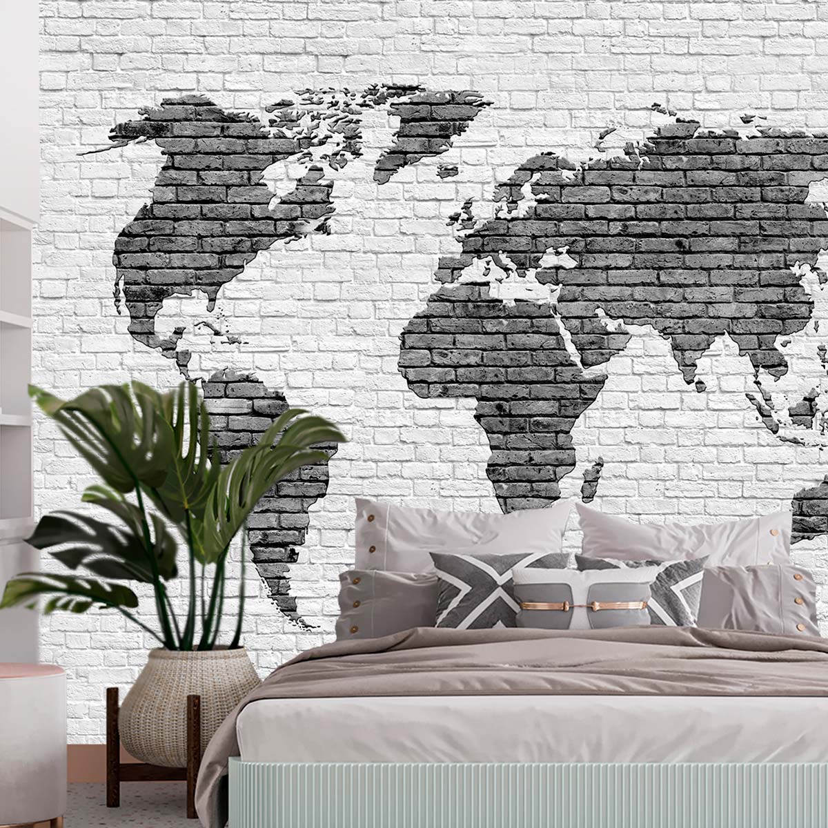 фото Фотообои флизелиновые встык "карта мира" 8,1 м2, 300х270 см, моющиеся фотообои на стену verol