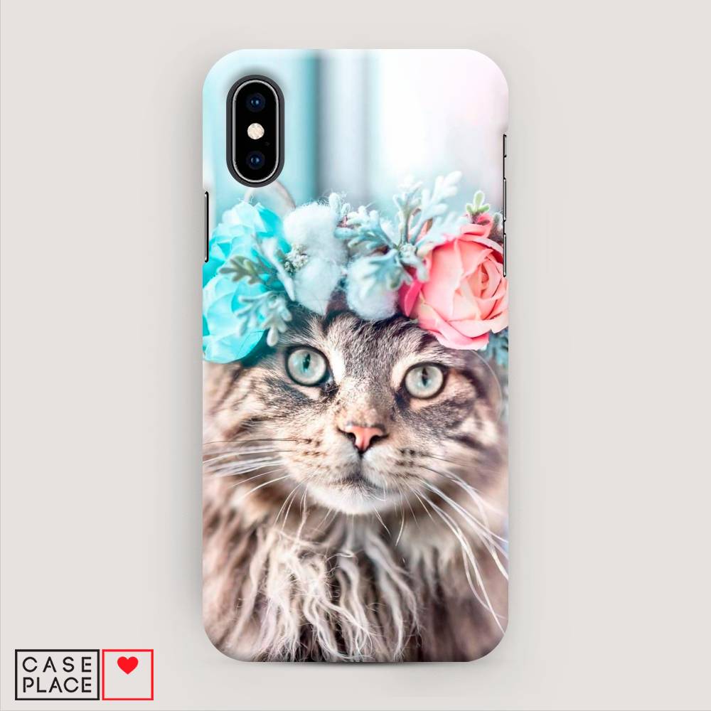 

Пластиковый чехол "Кот в венке" на Apple iPhone X (10), 11020-1