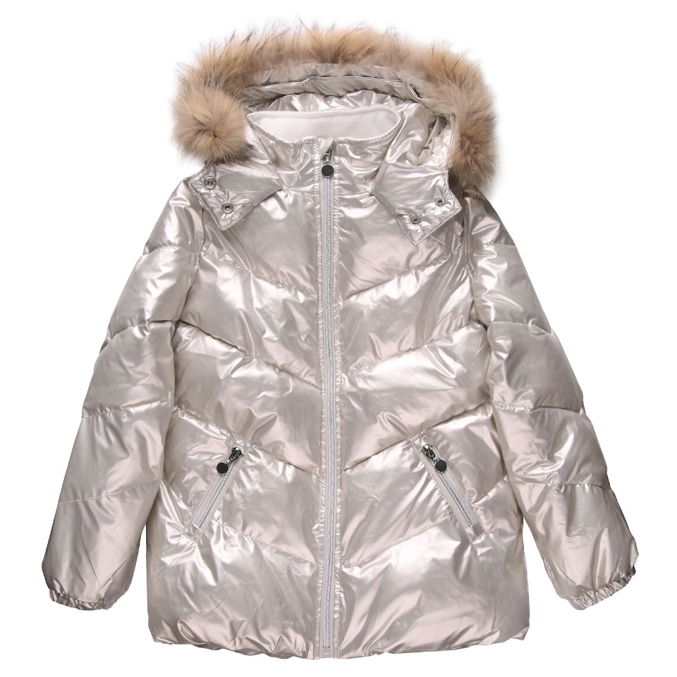 фото Куртка для девочек v-baby, размер 128, цвет серебристый 62-003