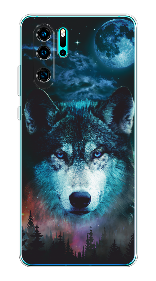 

Чехол на Huawei P30 Pro "Лунный волк", Бирюзовый;розовый;синий, 67650-1