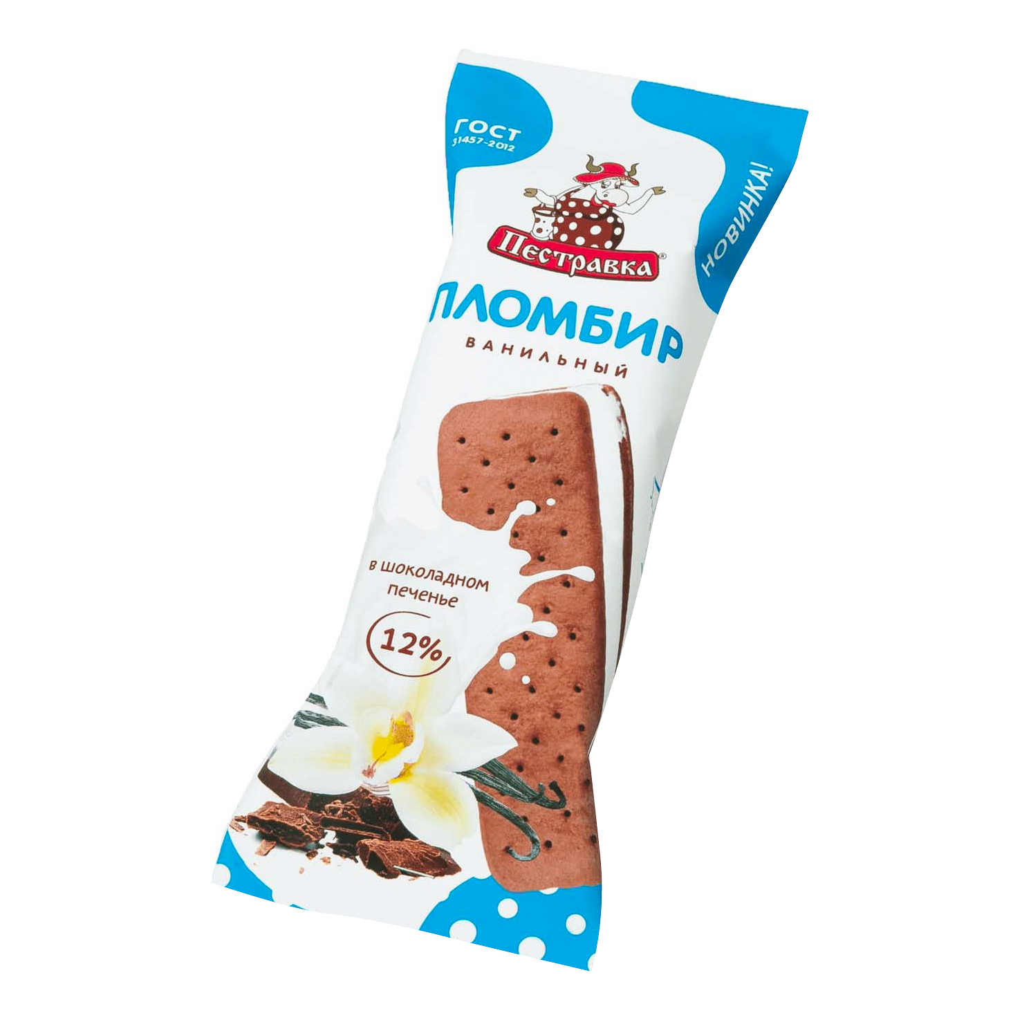 

Мороженое пломбир Пестравка со вкусом ванили в шоколадном печенье 76 г