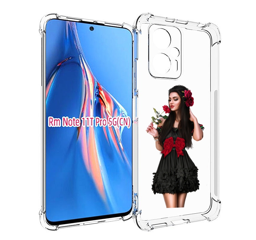

Чехол MyPads девушка-в-черном-платье-с-розой женский для Xiaomi Redmi Note 11T Pro / 11..., Прозрачный, Tocco
