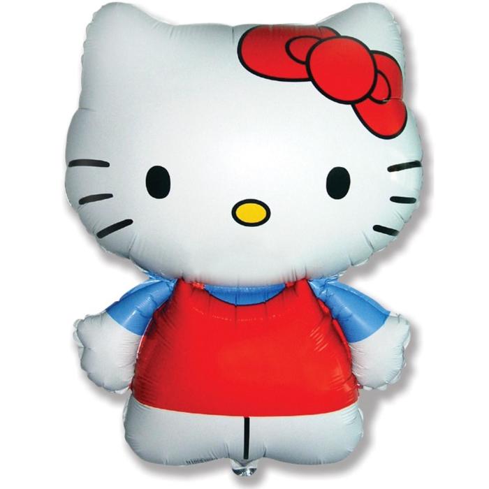 фото Шар фольгированный 26 hello kitty котёнок с бантиком, фигура, 1 шт. в упаковке flexmetal