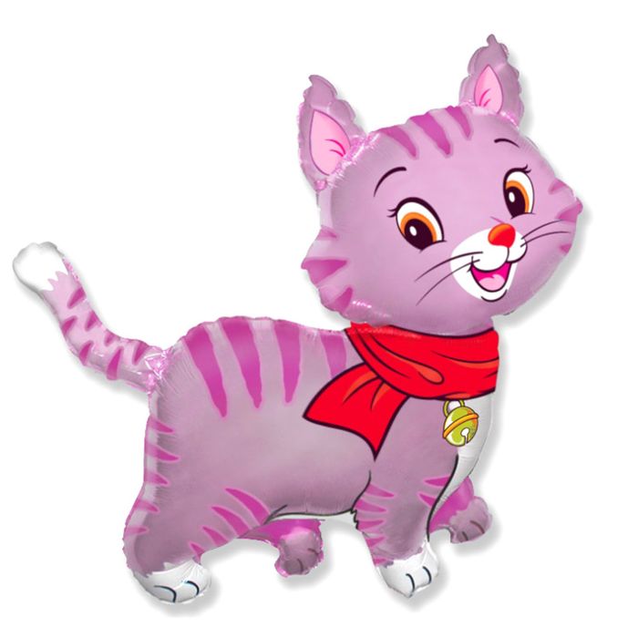 Шар фольгированный 30 Кошечка с шарфом, цвет розовый