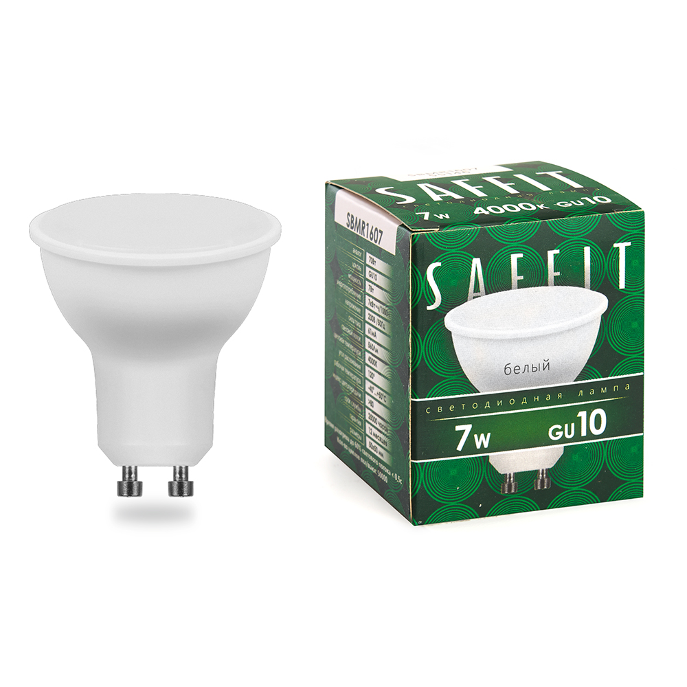 

Лампа светодиодная SAFFIT 7W 4000K GU10 MR16 SBMR1607 в упаковке 10 шт., 55146