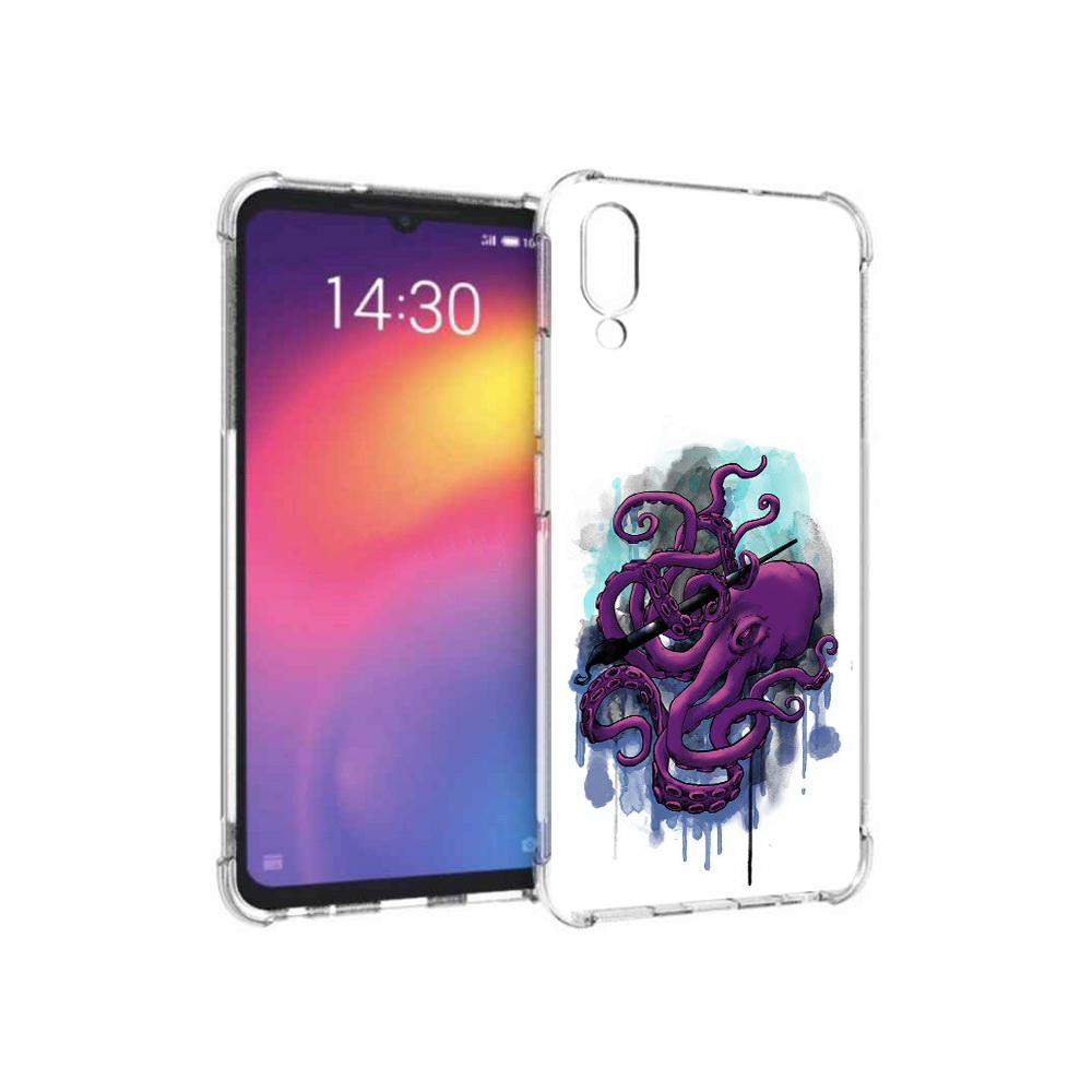 

Чехол MyPads Tocco для Meizu Note 9 фиолетовый осьминог (PT134513.88.658), Прозрачный, Tocco