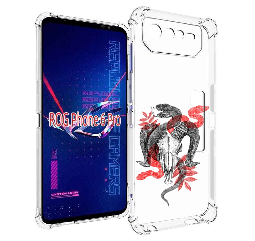 

Чехол MyPads змея в черепе рисунок для Asus ROG Phone 6 Pro, Прозрачный, Tocco