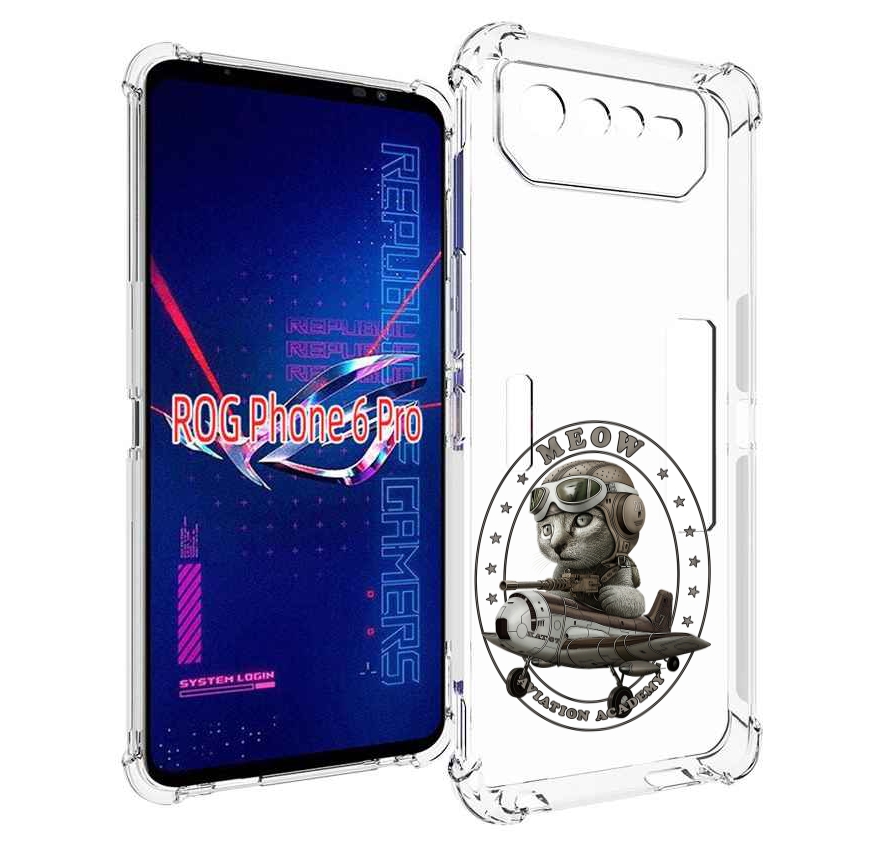 

Чехол MyPads кот в самолете для Asus ROG Phone 6 Pro, Прозрачный, Tocco
