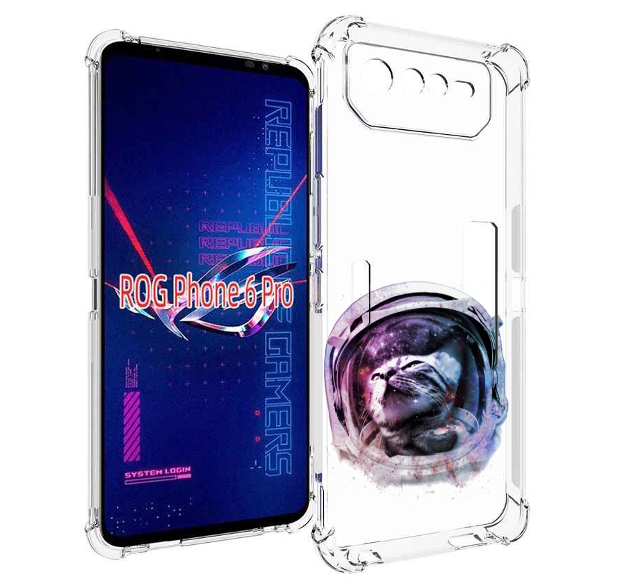 

Чехол MyPads кот в шлеме для Asus ROG Phone 6 Pro, Прозрачный, Tocco