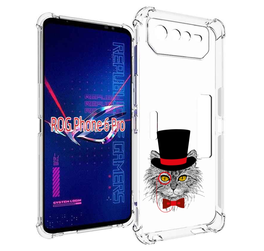 Чехол MyPads кот в шляпе для Asus ROG Phone 6 Pro