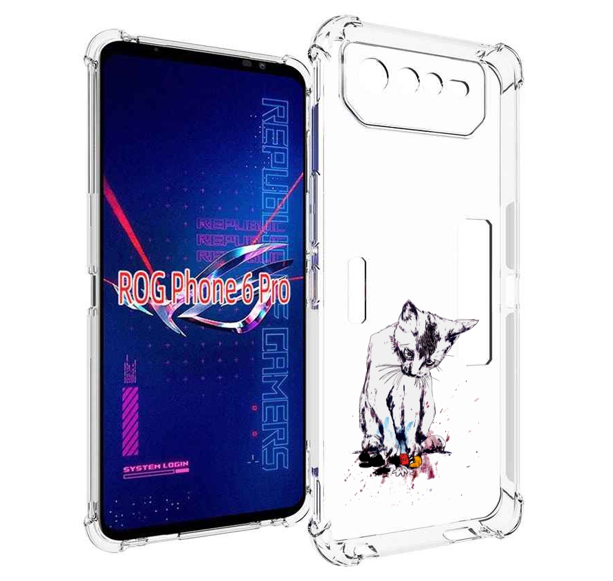 

Чехол MyPads кот и микки для Asus ROG Phone 6 Pro, Прозрачный, Tocco
