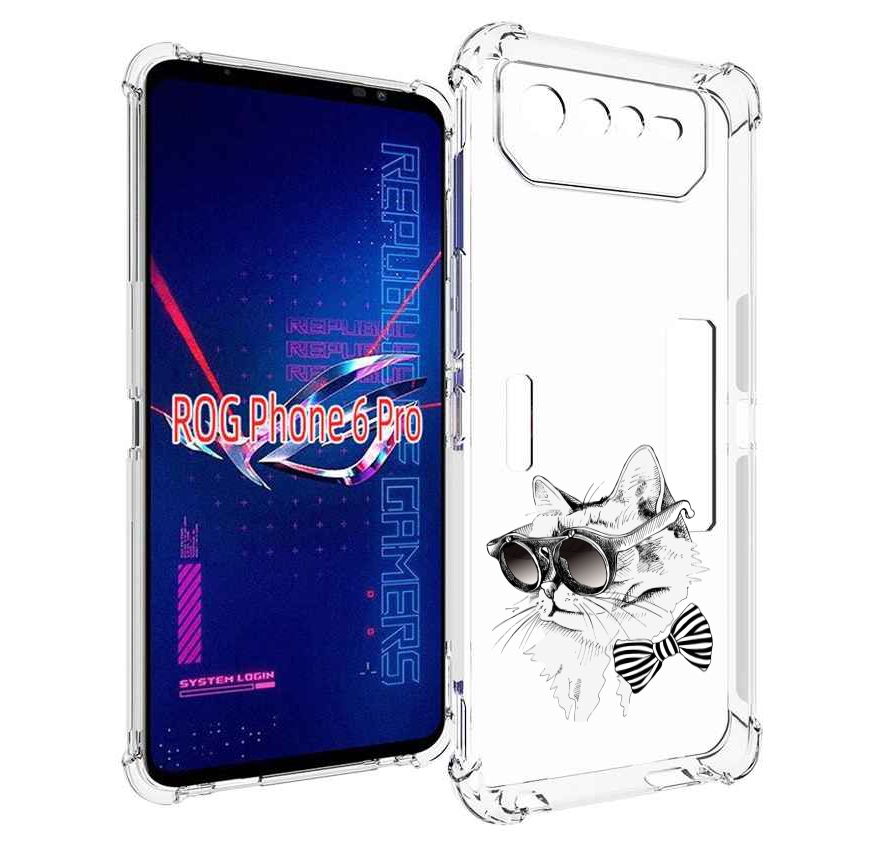 Чехол MyPads крутая кошка в очках для Asus ROG Phone 6 Pro