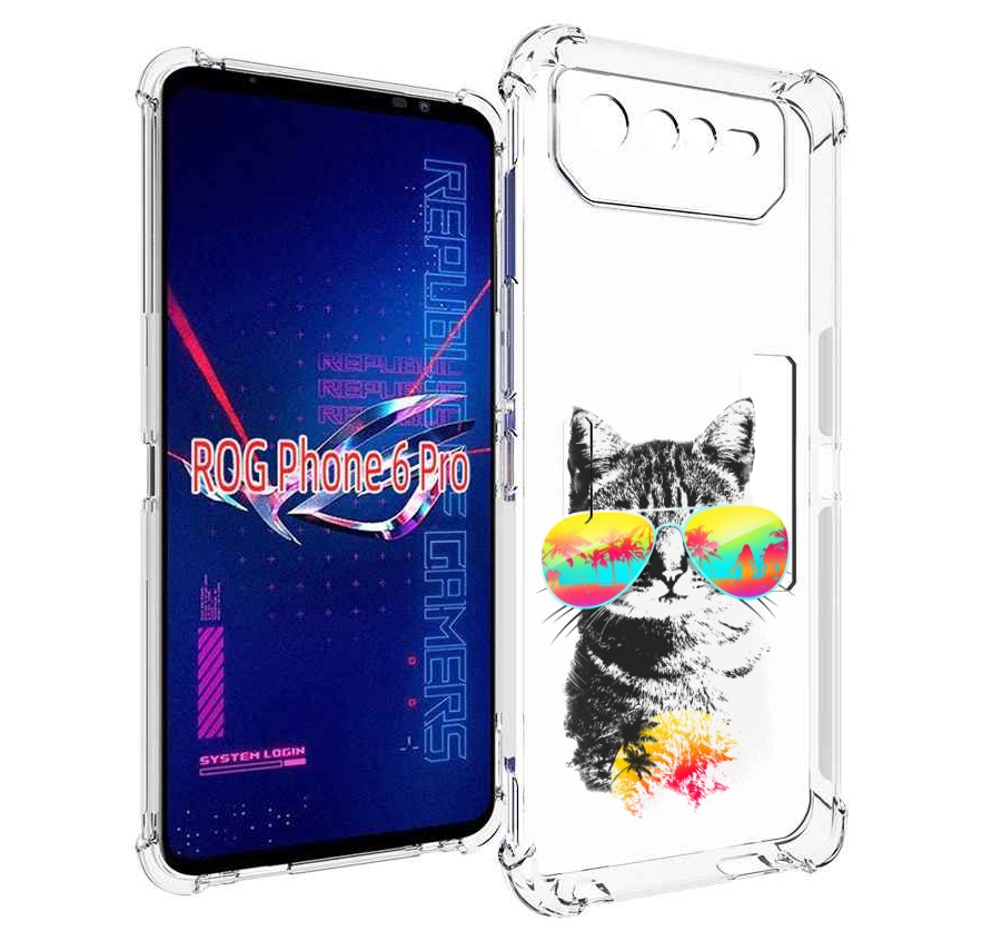 

Чехол MyPads крутой кот для Asus ROG Phone 6 Pro, Прозрачный, Tocco