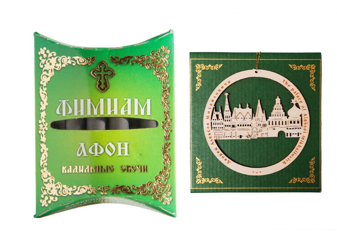 

Фимиам кадильные свечи Афон, малые + сувенирное украшение ELG