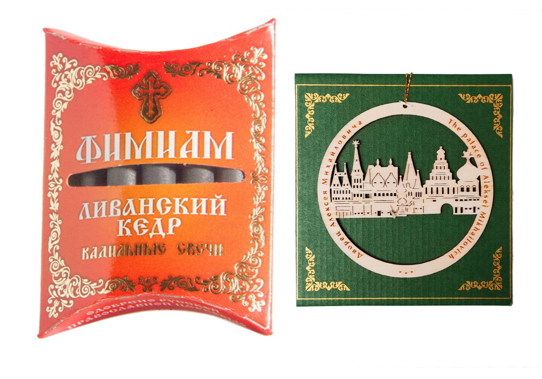 

Фимиам кадильные свечи Ливанский кедр, малые + сувенирное украшение ELG