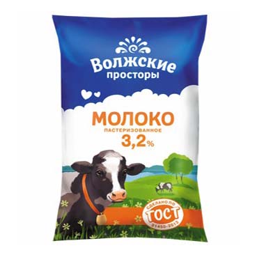 

Молоко Волжские просторы пастеризованное 3,2% бзмж 900 мл