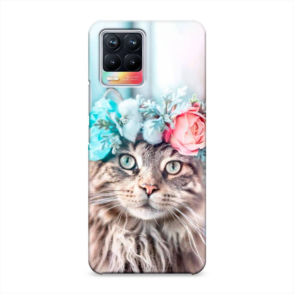 фото Пластиковый чехол "кот в венке" на realme 8 awog