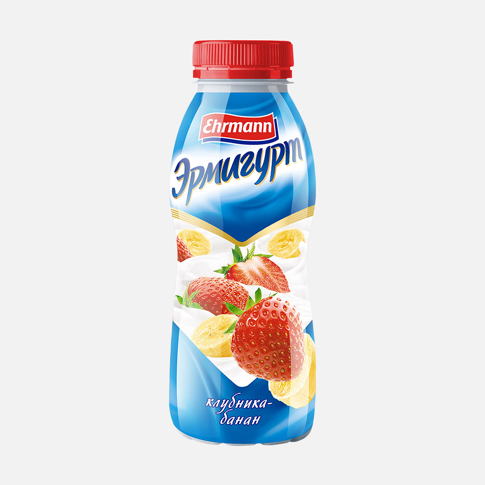 Йогурт питьевой Эрмигурт с клубникой и бананом, 1,2%, 420 г