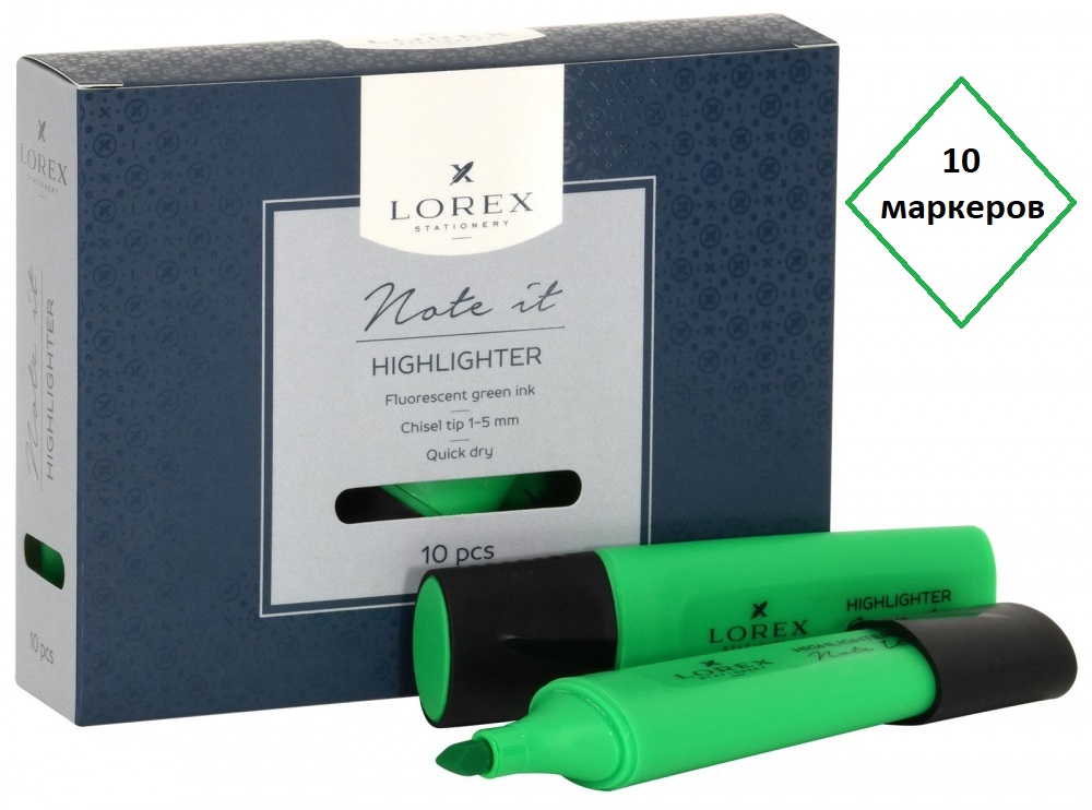 

Маркер текстовый Lorex Note IT 1-5 мм зеленый скошенный - 10шт, LXTMNI-G.607950
