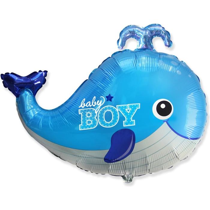 фото Шар фольгированный 34 кит, baby boy, фигура, цвет голубой flexmetal