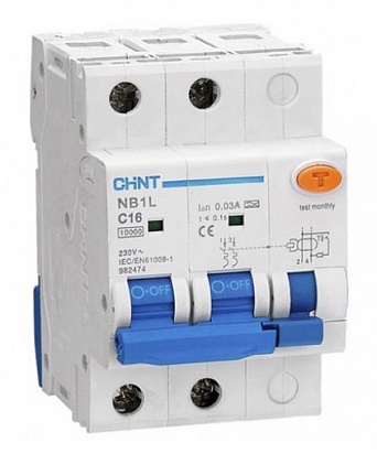 

CHINT Диф. авт. выкл. NB1L 1P+N C6 30mA тип AC 10kA (36mm) (R)