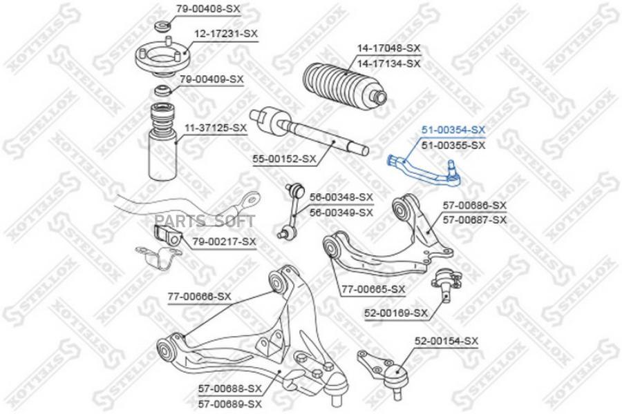 

51-00354-sx_наконечник рулевой левый mitsubishi pajero v63/65/montero 99>