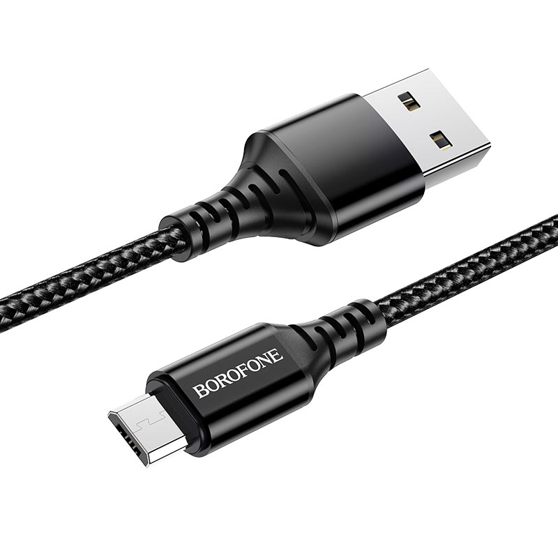 фото Кабель borofone bx54 usb - micro usb в оплетке 2.4a, 1 м, 2 шт, черный