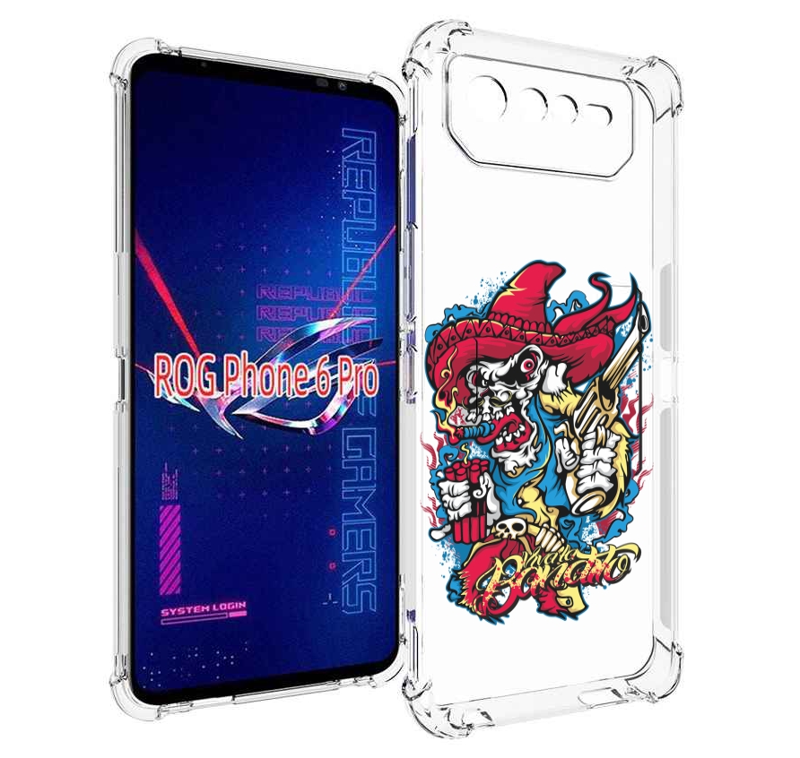 

Чехол MyPads нарисованный скелет с писталетом для Asus ROG Phone 6 Pro, Прозрачный, Tocco