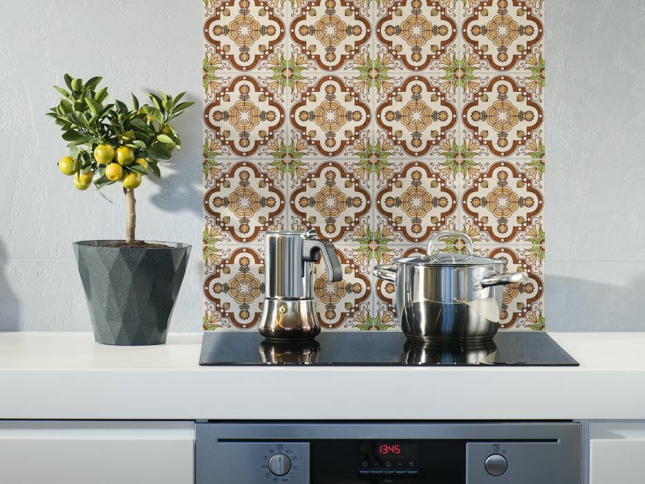 фото Наклейка на стену для кухни, ванной плитка с цветочными узорами 12 шт. 15х15 см paintingstock