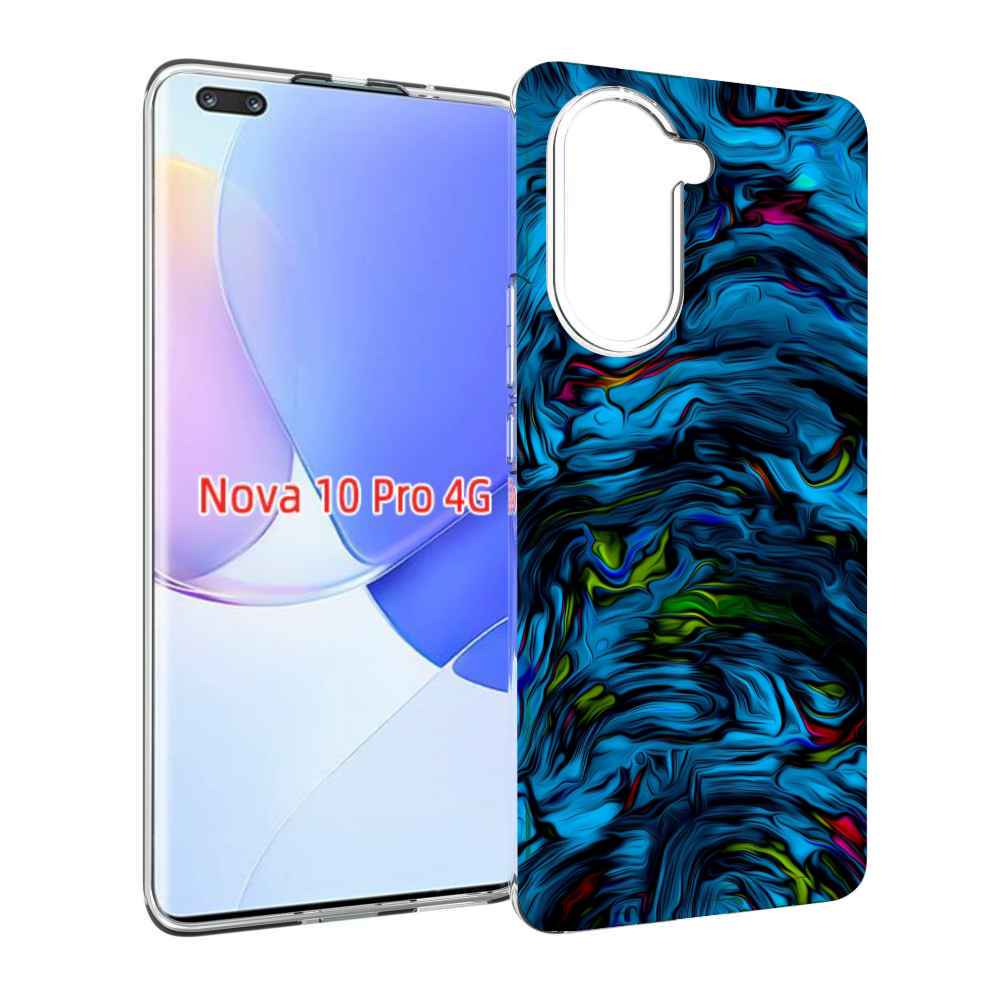 Чехол MyPads голубая краска в темноте для Huawei Nova 10 Pro противоударный