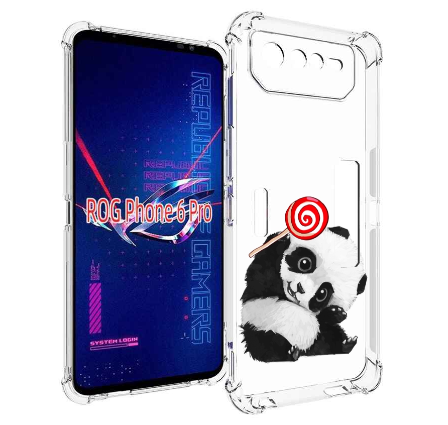 

Чехол MyPads панда с леденцом для Asus ROG Phone 6 Pro, Прозрачный, Tocco
