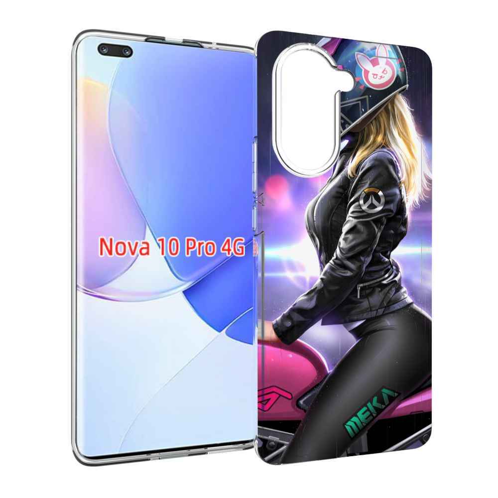 Чехол MyPads девушка на мотоцикле неон женский для Huawei Nova 10 Pro противоударный