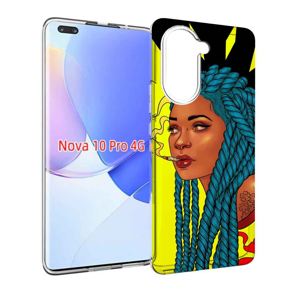 Чехол MyPads девушка с запутанными волосами синий женский для Huawei Nova 10 Pro против...