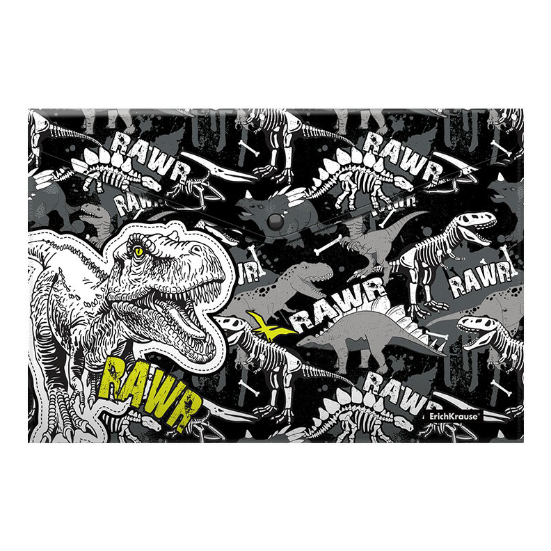 

Папка-конверт на кнопке A4 ErichKrause Dinosaur Park разноцветная, Разноцветный
