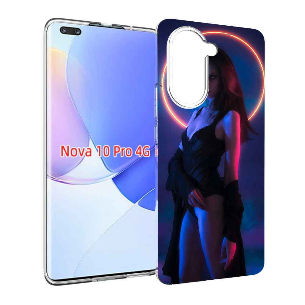 Чехол MyPads девушка с неоновым кругом женский для Huawei Nova 10 Pro противоударный