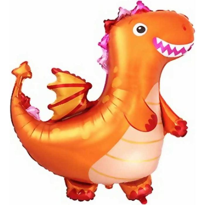 фото Шар фольгированный 36 дракон, фигура, цвет оранжевый flexmetal