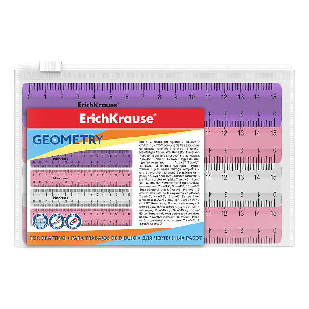 

Линейки ErichKrause Candy 15 см 3 цвета 4 шт, Белый;розовый;фиолетовый
