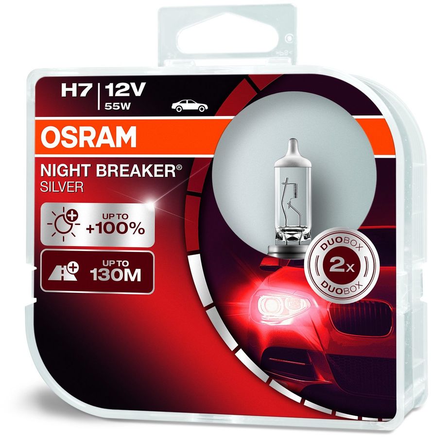 фото Osram автолампа h7 (55w 12v) night breaker silver (duobox) 2шт 64210nbs-hcb