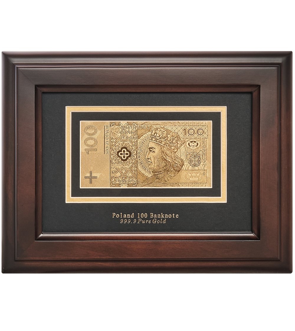 фото Панно банкнота 100 zlt (злотых) польша hb-129 113-60086 gold leaf