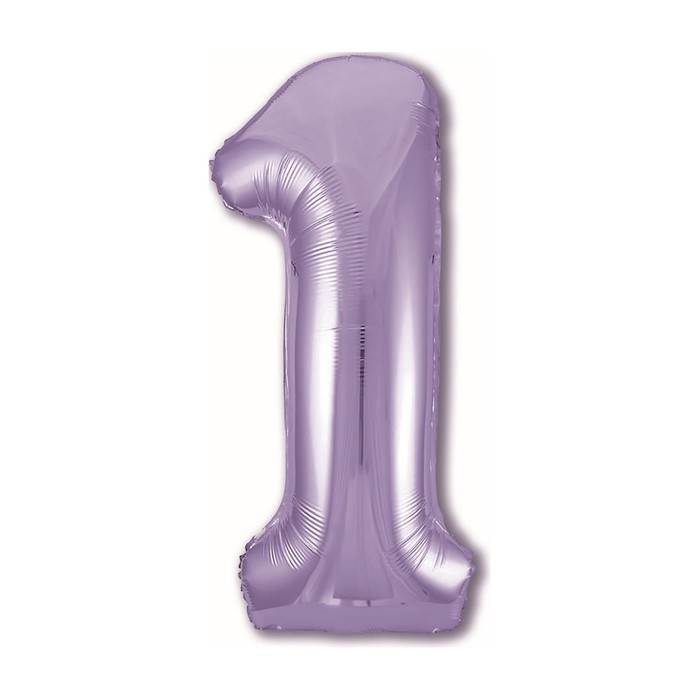 Шар фольгированный 40 Цифра 1, цвет пастельно-фиолетовый Slim