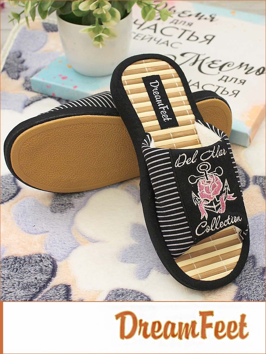 

Тапочки женские Dream feet DFR-22-10W черные 39 RU, Черный, DFR-22-10W