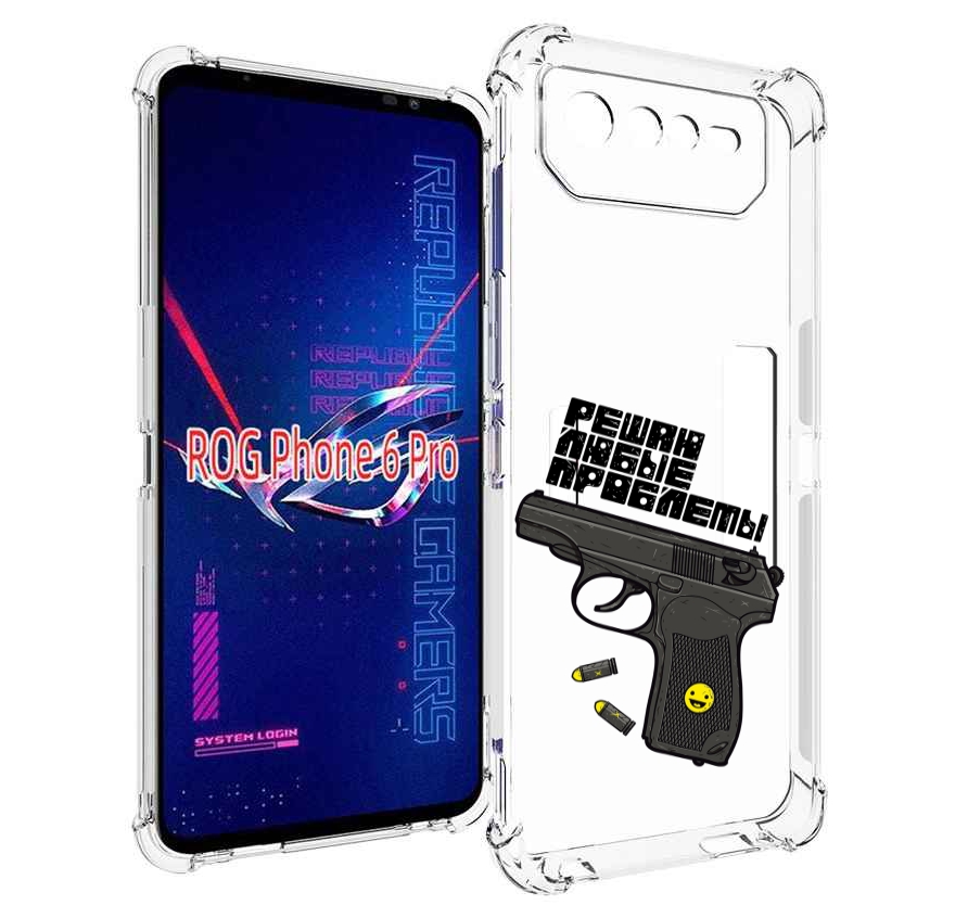 

Чехол MyPads пистолет против проблем для Asus ROG Phone 6 Pro, Прозрачный, Tocco