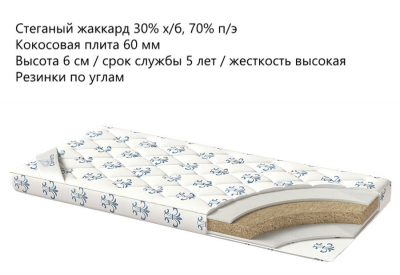 

Наматрасник-топпер Corretto Standart Coco 100х186, Белый