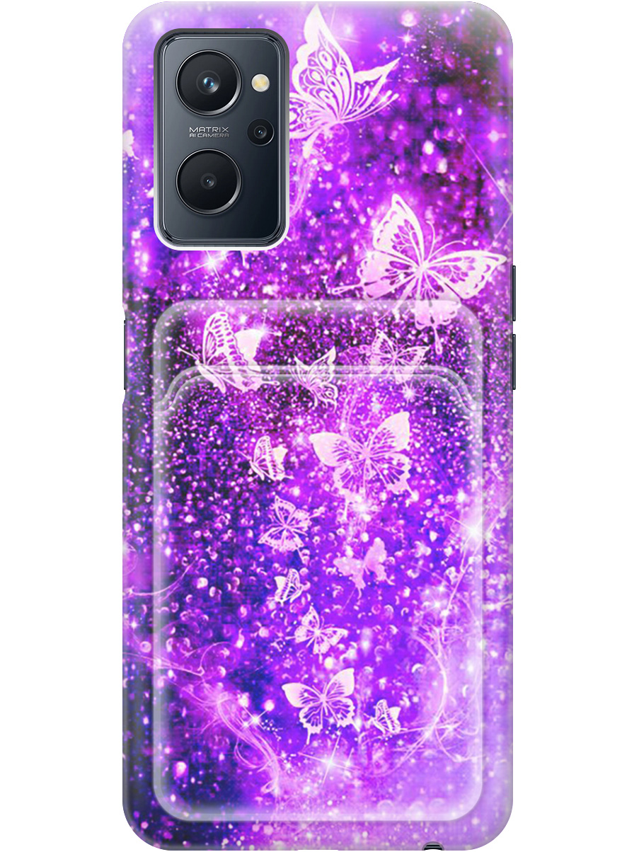 

Силиконовый чехол на Realme 9i с рисунком "Фиолетовые бабочки", Фиолетовый;черный, 20011997