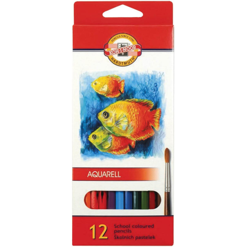 

Карандаши цветные акварельные KOH-I-NOOR FISH 12цв/наб, 3716012004KSRU, Разноцветные