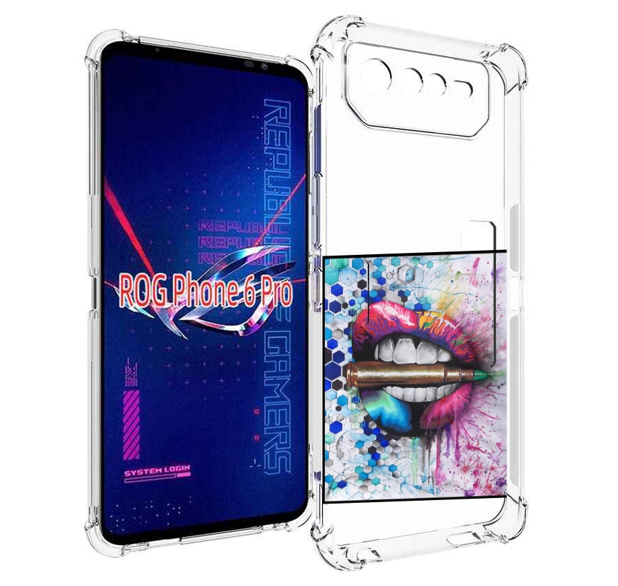 

Чехол MyPads разноцветные губы с пулей для Asus ROG Phone 6 Pro, Прозрачный, Tocco