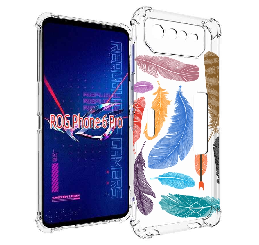 

Чехол MyPads разноцветные перья для Asus ROG Phone 6 Pro, Прозрачный, Tocco