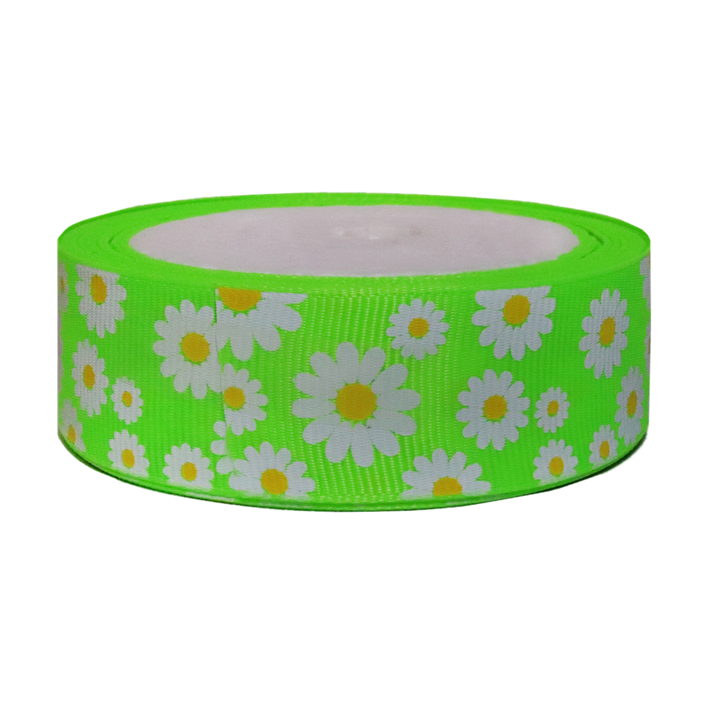 

Лента репсовая Дамское счастье "Белые ромашки", 25 мм х 9 м, салатовый, Зеленый
